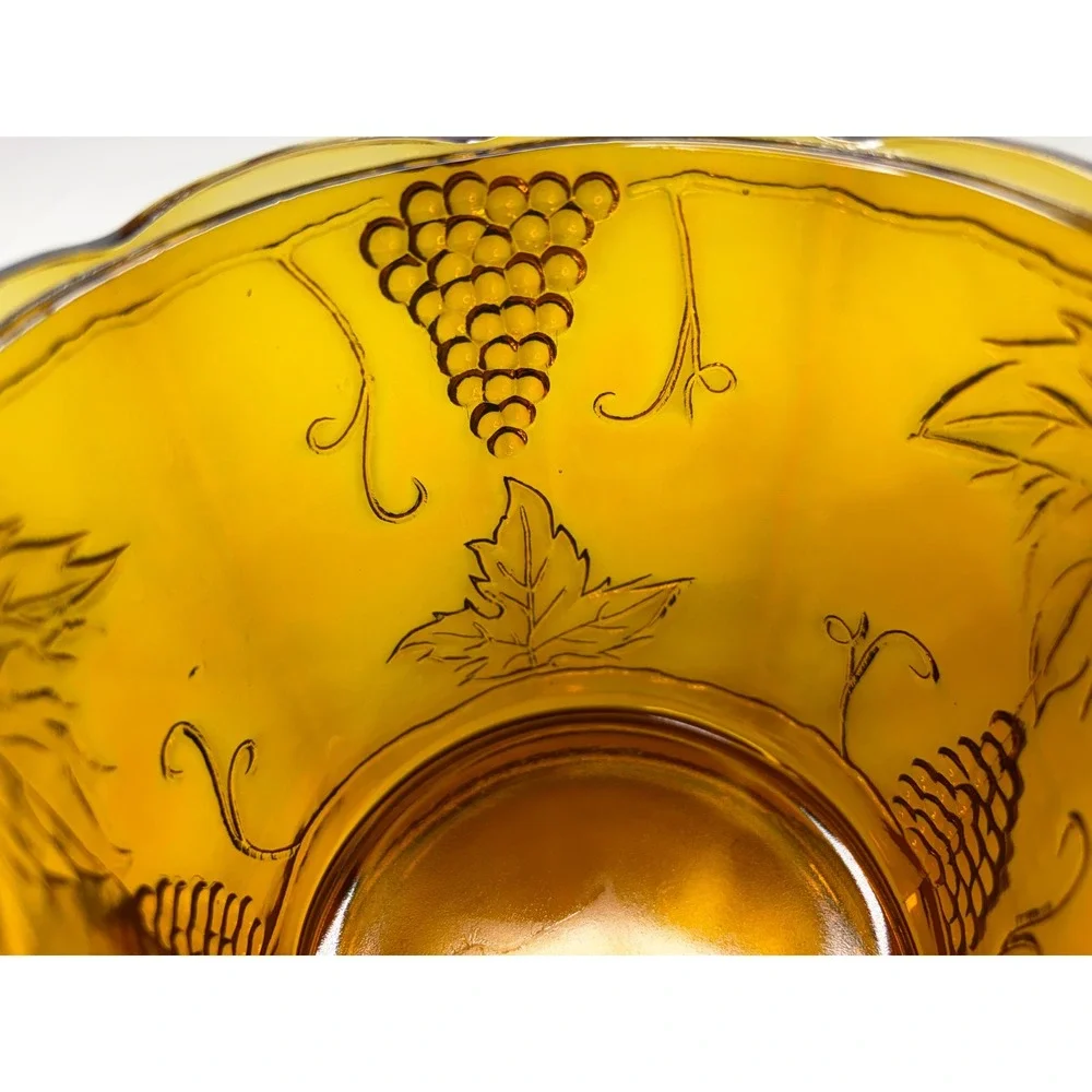 VTG Indiana Glass Harvest Grape Marigold Carnival Glass Lidded Canister 8